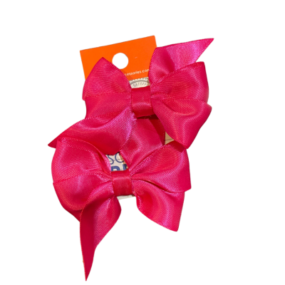 Satin Bow Clips - Pink